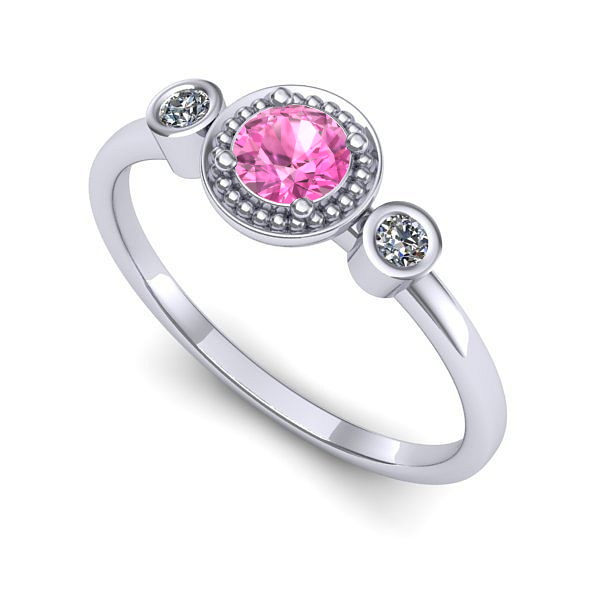 Inel din aur alb cu safir roz