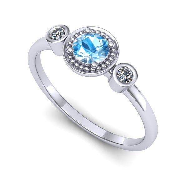 Inel din aur alb cu topaz blue