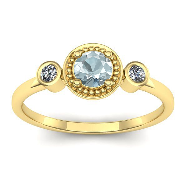 Inel de logodna cu aquamarin rotund