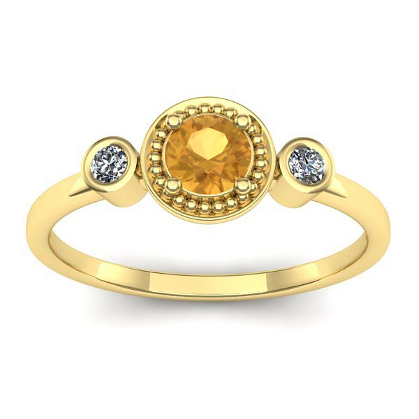 Inel cu citrin rotund