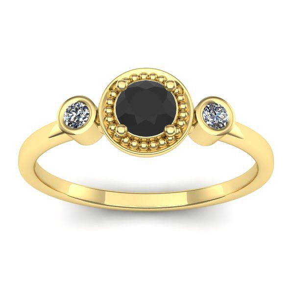 Inel logodna cu diamant negru rotund