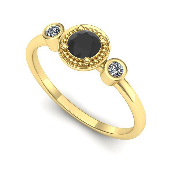 Inel logodna din aur galben cu diamant negru