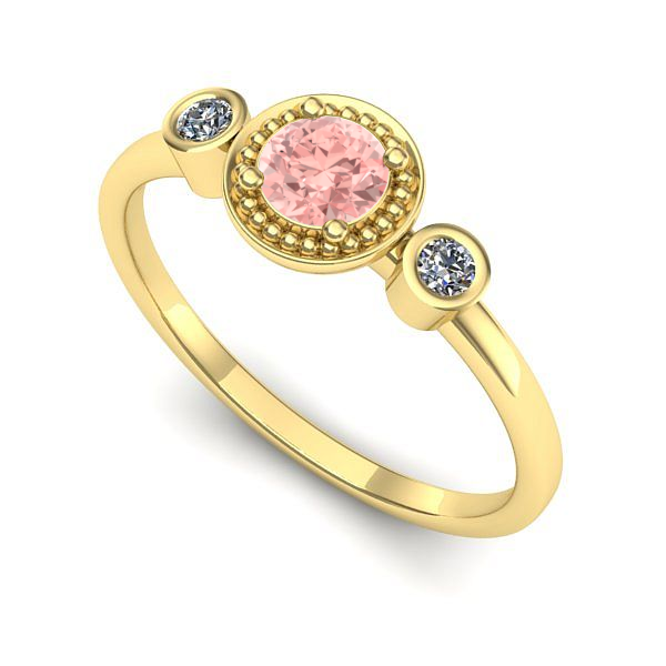 Inel logodna din aur galben cu diamant de laborator roz