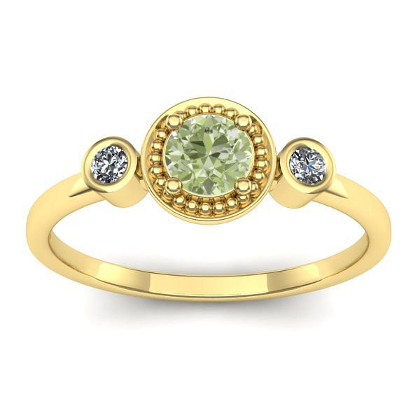 Inel de logodna cu diamant de laborator verde rotund