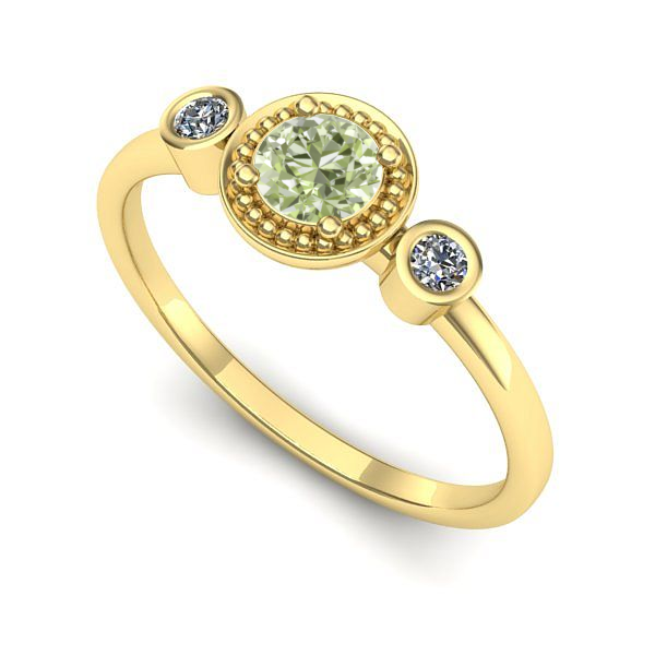 Inel din aur galben cu diamant de laborator verde