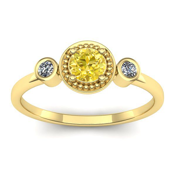 Inel cu safir galben rotund