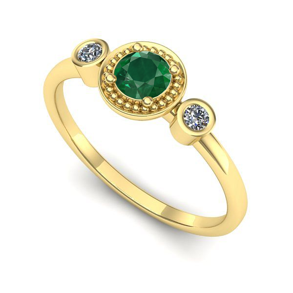 Inel din aur galben cu smarald