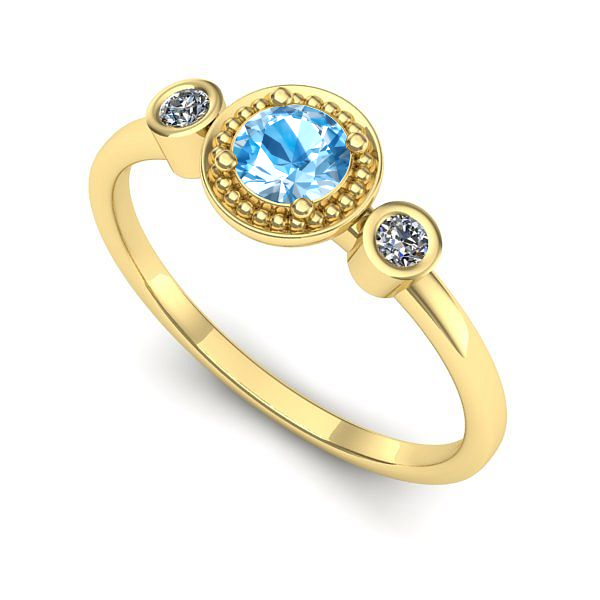 Inel logodna din aur galben cu topaz blue