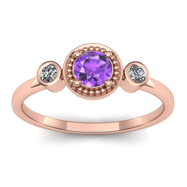 Inel logodna cu ametist rotund