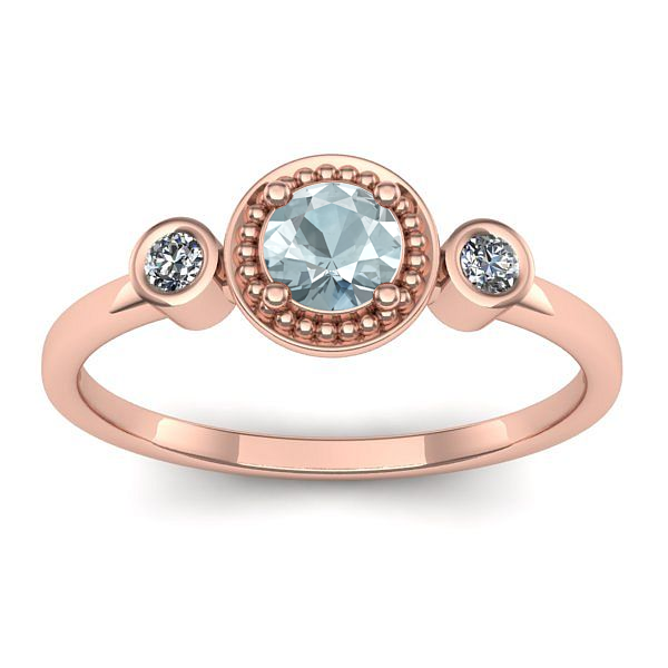 Inel logodna cu aquamarin rotund