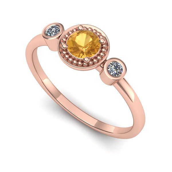 Inel de logodna din aur roz cu citrin