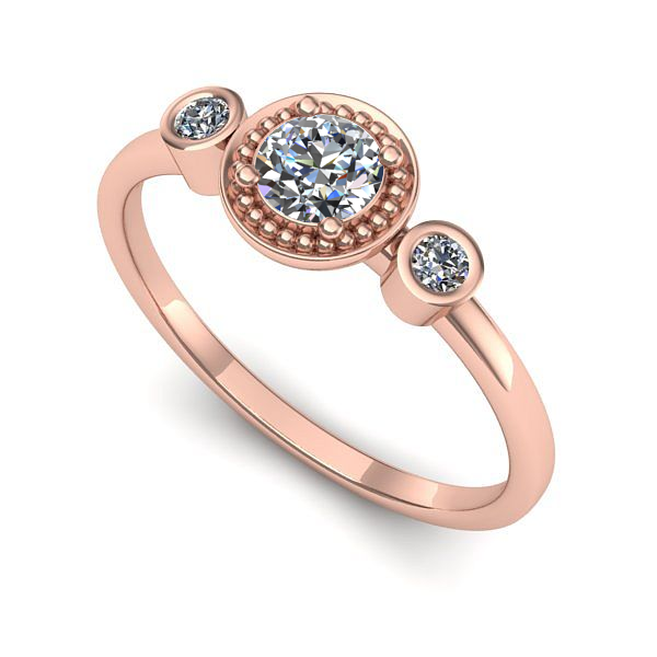 Inel logodna din aur roz cu diamant