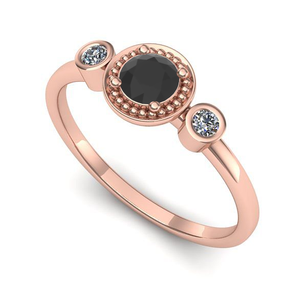 Inel din aur roz cu diamant negru