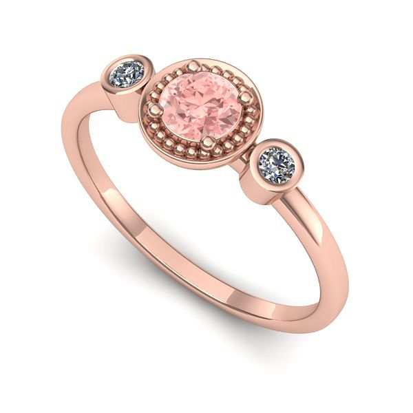 Inel de logodna din aur roz cu diamant de laborator roz