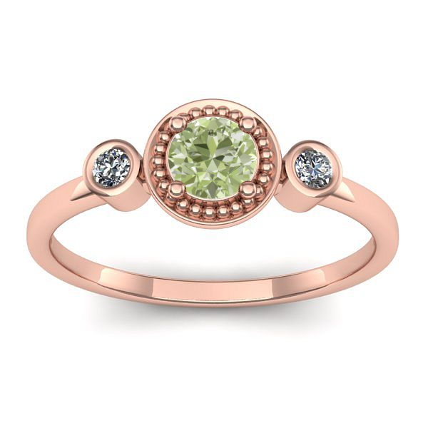 Inel cu diamant de laborator verde rotund
