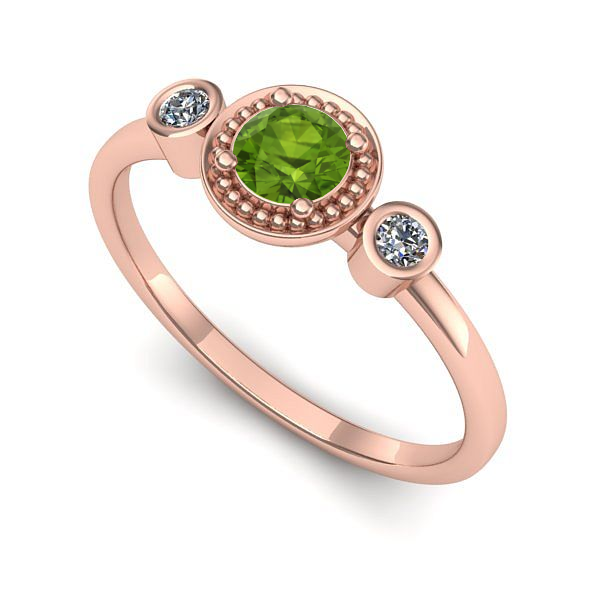 Inel din aur roz cu peridot