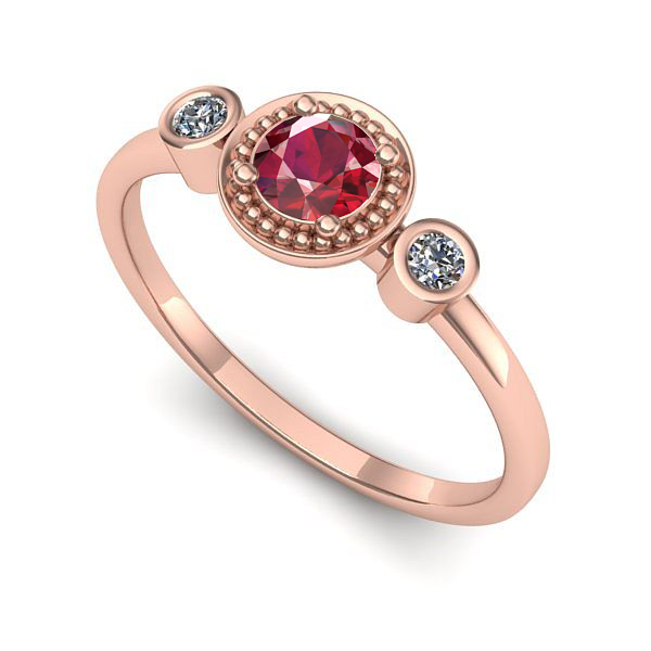 Inel de logodna din aur roz cu rubin
