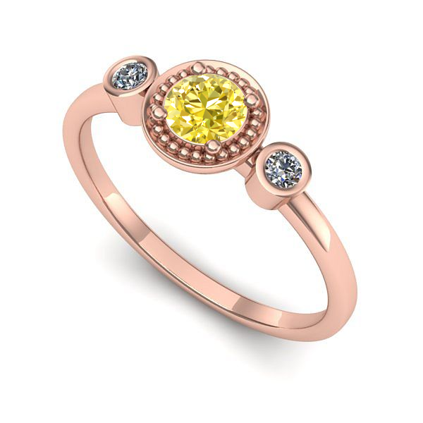 Inel de logodna din aur roz cu safir galben