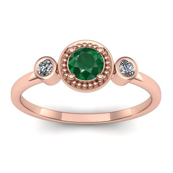 Inel de logodna cu smarald rotund