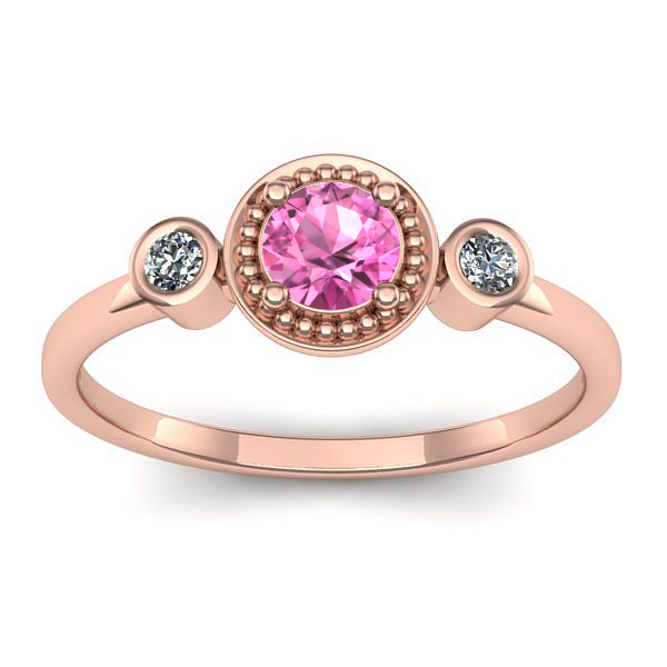 Inel cu safir roz rotund