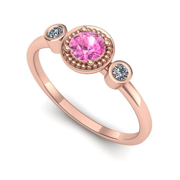 Inel logodna din aur roz cu safir roz