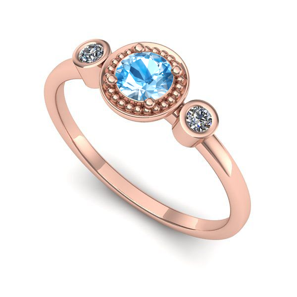 Inel de logodna din aur roz cu topaz blue