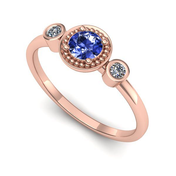 Inel de logodna din aur roz cu tanzanit