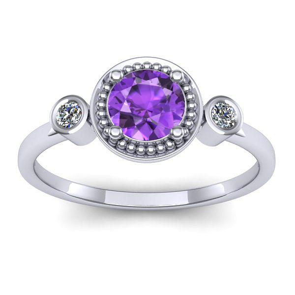 Inel logodna cu ametist rotund