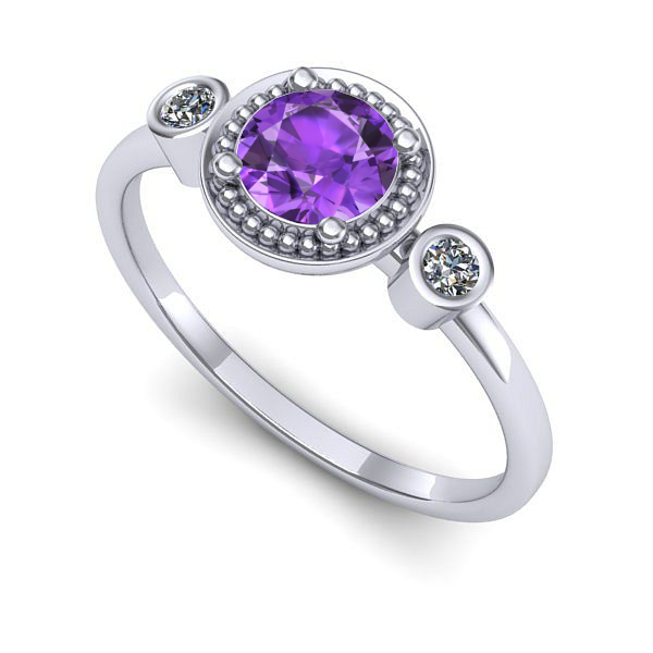 Inel din aur alb cu ametist