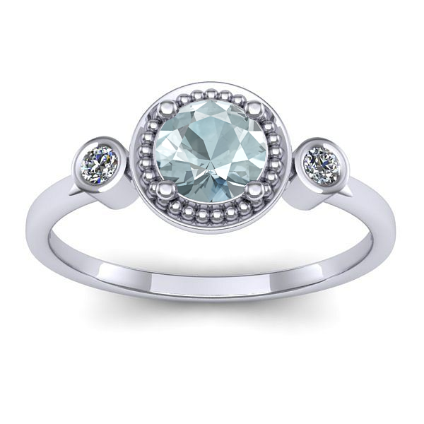 Inel cu aquamarin rotund