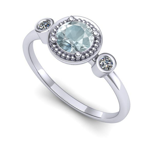 Inel logodna din aur alb cu aquamarin