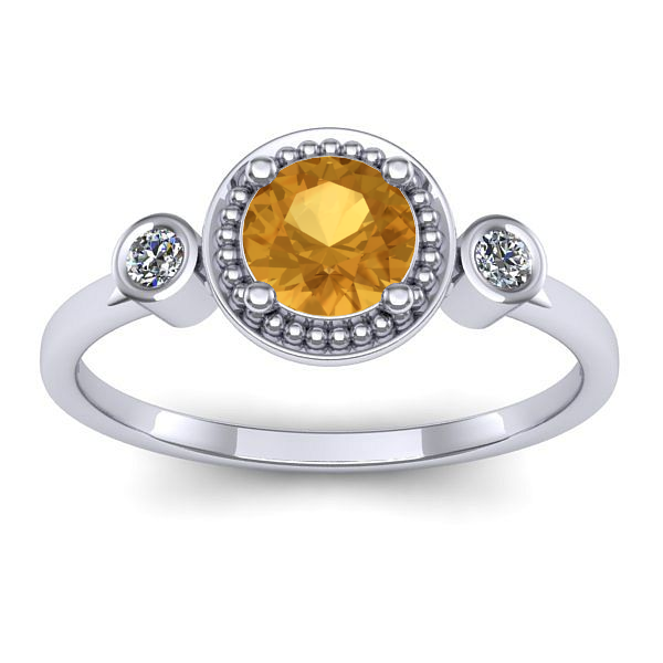 Inel cu citrin rotund