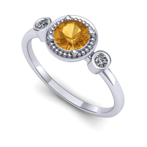 Inel din aur alb cu citrin