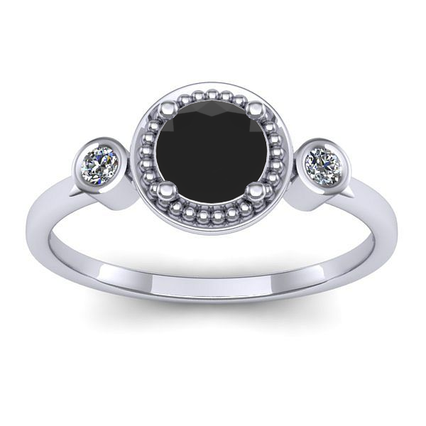 Inel logodna cu diamant negru rotund