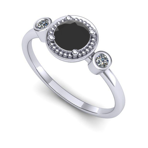 Inel din aur alb cu diamant negru