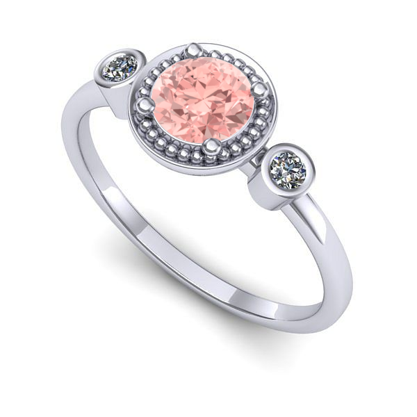 Inel din aur alb cu diamant de laborator roz