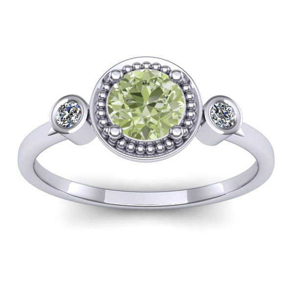 Inel cu diamant de laborator verde rotund