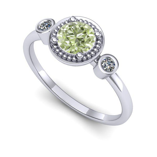 Inel logodna din aur alb cu diamant de laborator verde