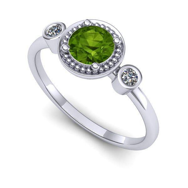 Inel din aur alb cu peridot