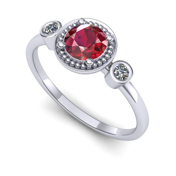 Inel de logodna din aur alb cu rubin