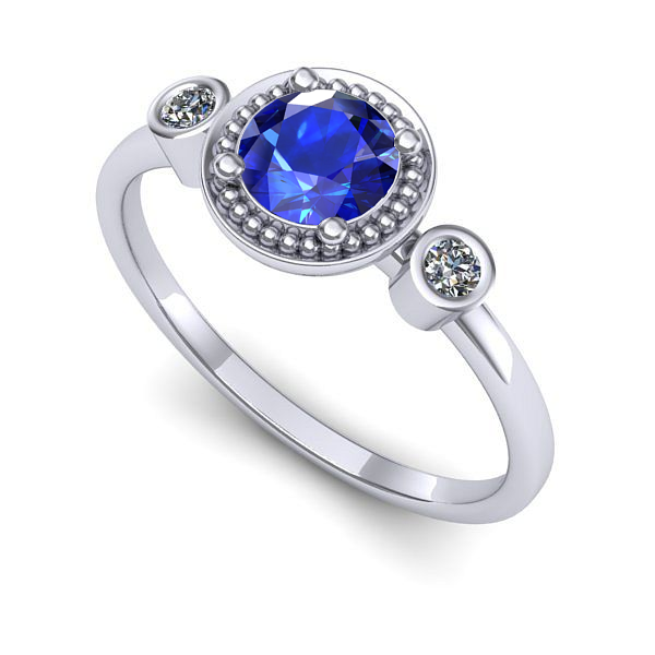 Inel din aur alb cu safir