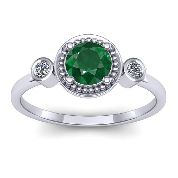 Inel logodna cu smarald rotund