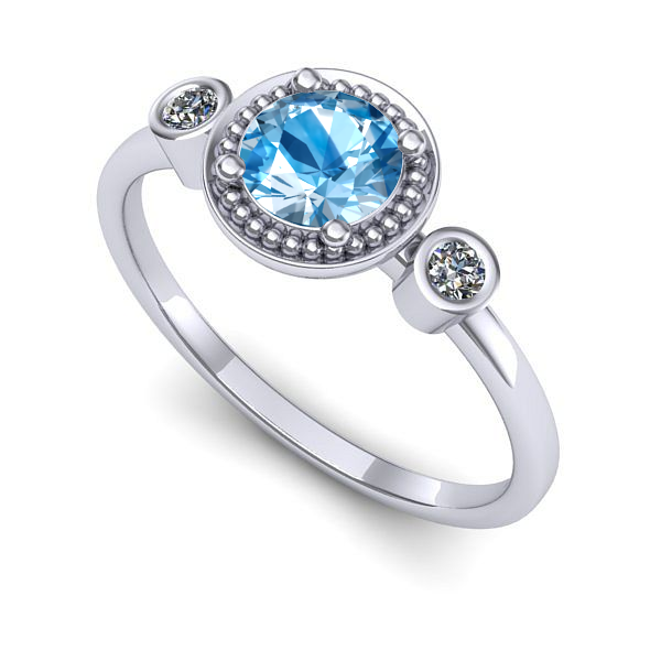 Inel de logodna din aur alb cu topaz blue