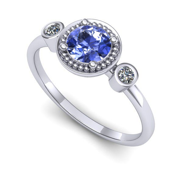 Inel din aur alb cu tanzanit