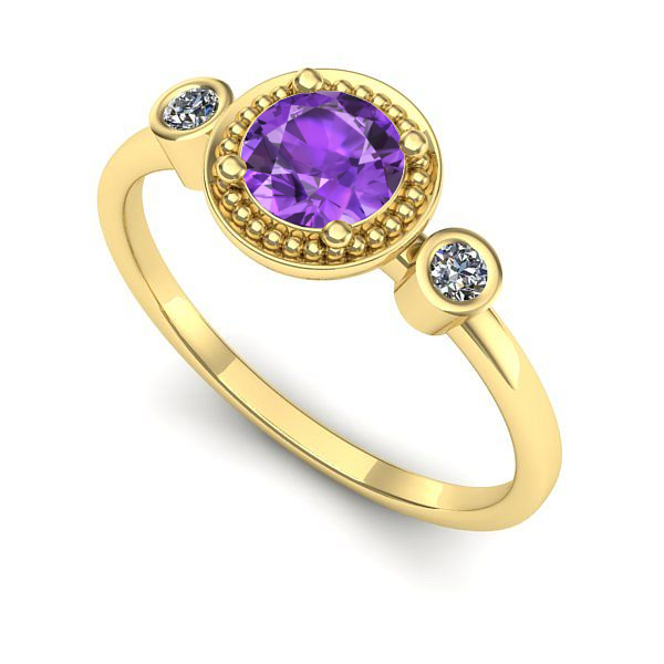 Inel din aur galben cu ametist