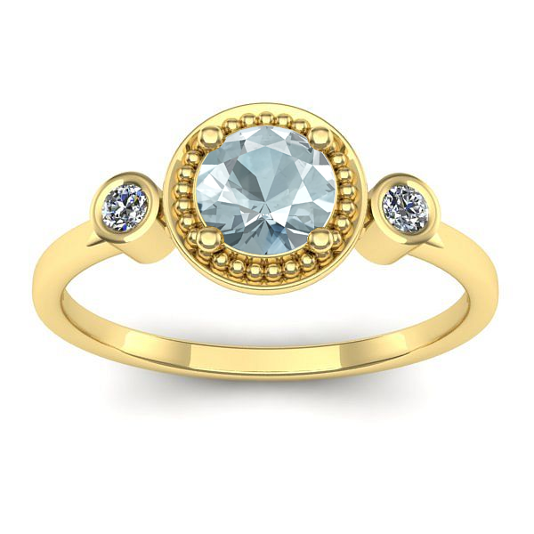 Inel de logodna cu aquamarin rotund