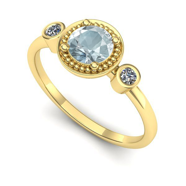 Inel din aur galben cu aquamarin