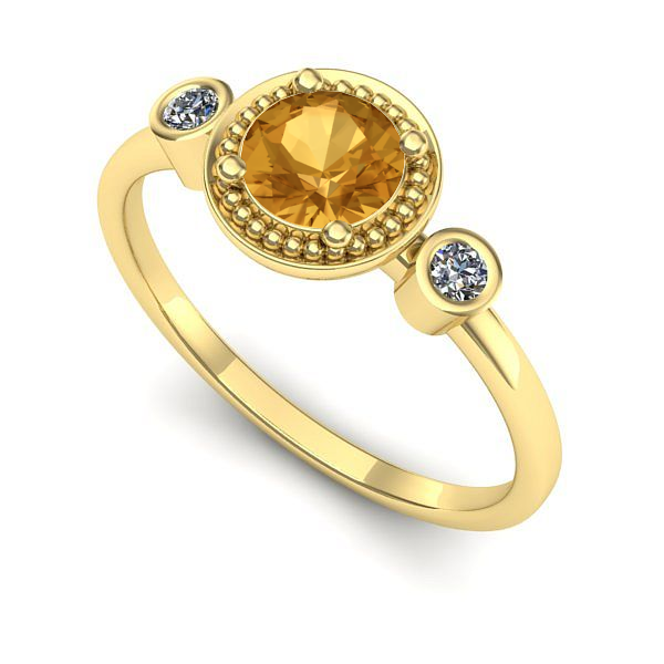 Inel din aur galben cu citrin