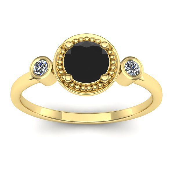 Inel logodna cu diamant negru rotund