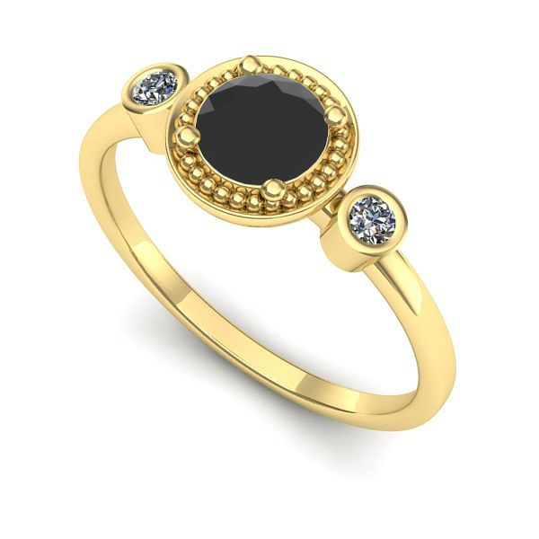 Inel din aur galben cu diamant negru